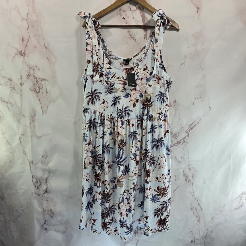 Torrid Tropical Palm Floral Tie-Shoulder Dress 2X NWT